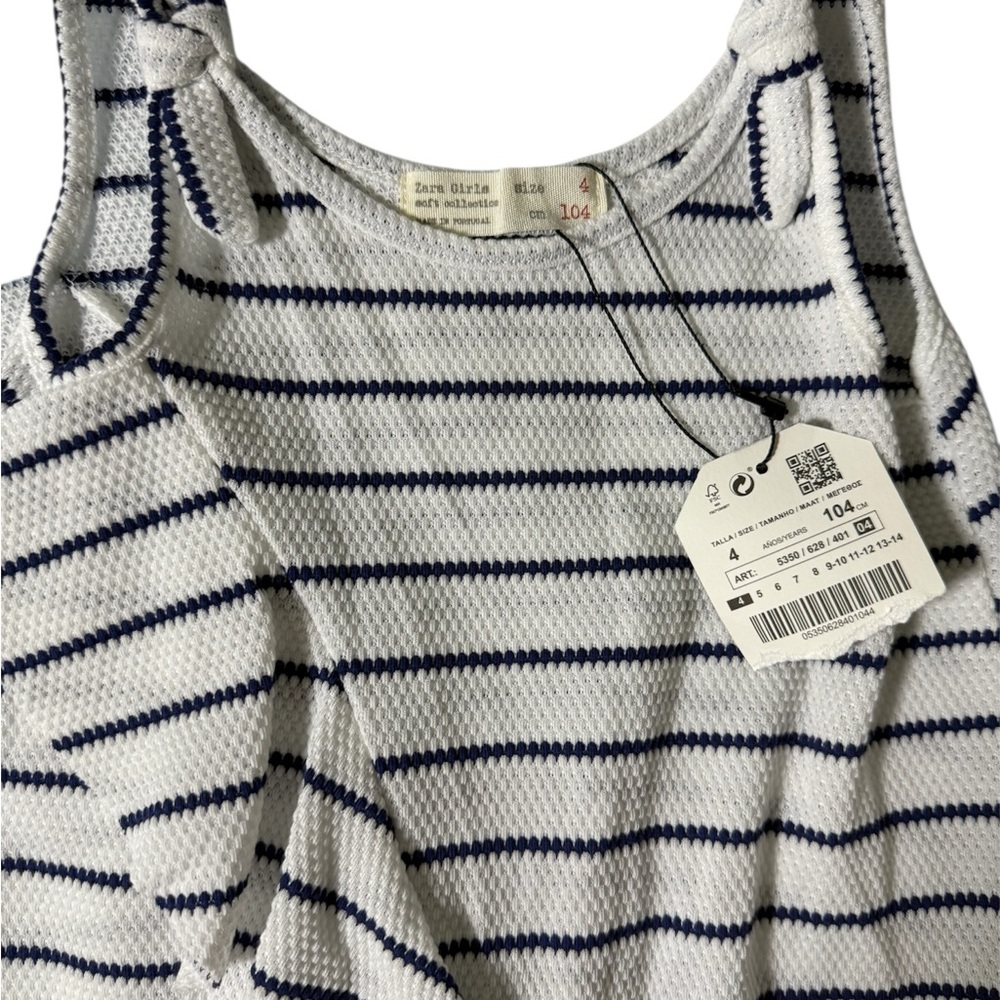 Sara Kids Dress - White and Black Stripes